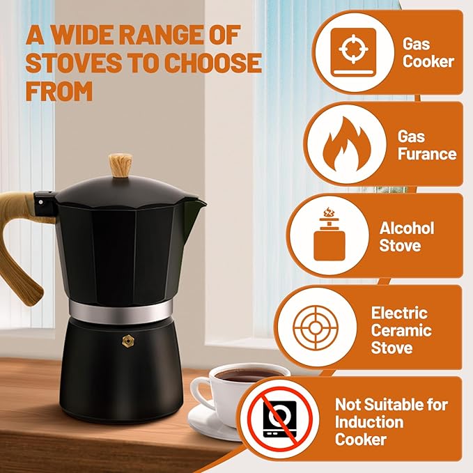 12 Cup Aluminum Espresso Stovetop Moka Pot Express Coffee Maker Percolator Italian Classic Mocha Coffee Machine for Italian and Cuban Cafe Brewing for Home & Camping 600ml 20oz