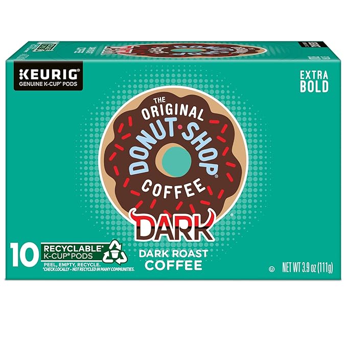 The Original Donut Shop Dark Keurig Single-Serve K-Cup Pods, Dark Roast Coffee, 60 Count, (6 Packs of 10)
