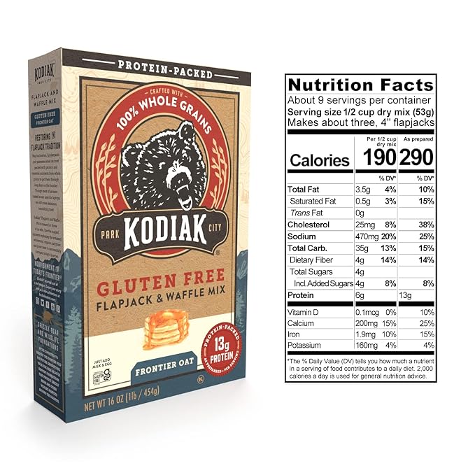 Kodiak Cakes Frontier Oat Gluten-Free Flapjack & Waffle Mix, 16 Oz (Pack Of 3)