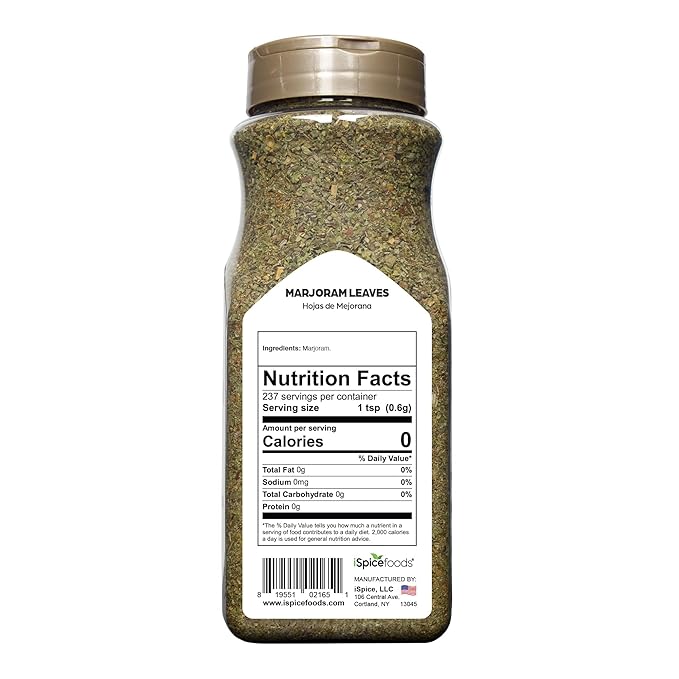 iSpice | Marjoram Leaves | 5 oz | Bulk Size | Premium Herbs | Kosher