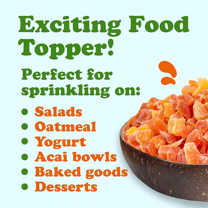 Food to Live Dried Diced Papaya, 15 Pounds Kosher, Vegan, Sweetened, Unsulfured, Bulk