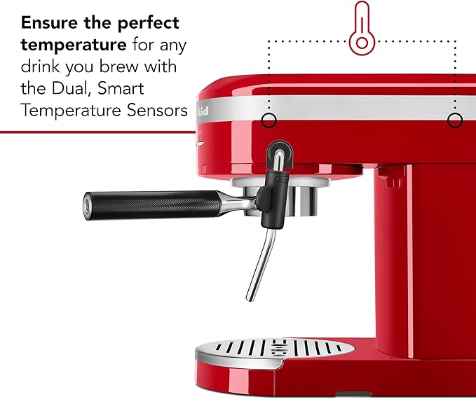 KitchenAid Metal Semi-Automatic Espresso Machine - KES6503, Empire Red, 1.4 Liters