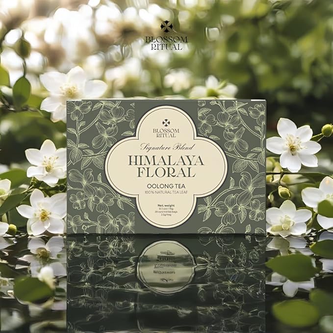 BLOSSOM RITUAL Himalayan Floral – Osmanthus Infused Oolong Loose Leaf – 20 Natural Based Pyramid Bags – Serve Upto 60 cups – Milky Floral Scent & Flavor – Gentle Energy Boost & Overall Calmness| 2.65oz