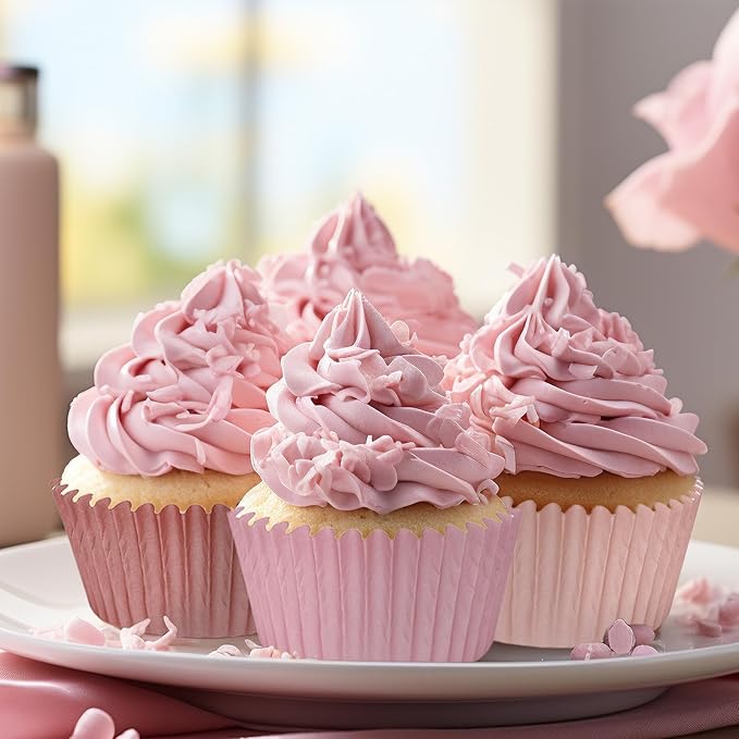 Whaline 600Pcs Dusty Pink Cupcake Liners Dusty Pink Gradient Color Baking Cups Holders Dusty Rose Cupcake Wrappers Muffin Liners for Baby Shower Bridal Shower Wedding Party Supplies