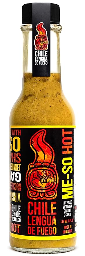 Chile Lengua de Fuego ME-SO HOT Hot Sauce – 1 Bottle – Scotch Bonnet, Miso, Shallots & Szechuan Pepper – Bold Umami Heat – Artisan Honduran Sauce – Small Batch, All-Natural
