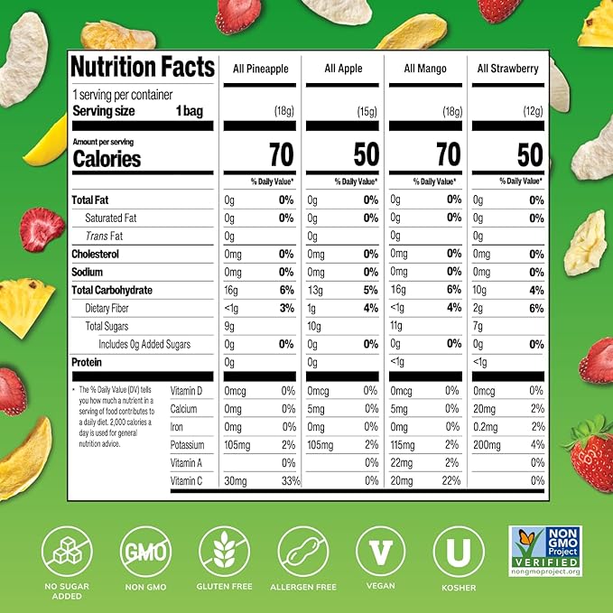 Crispy Fruit Favorite Flavors Freeze Dried Fruit Variety Pack (16 count) 243g