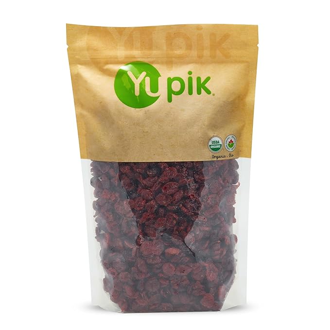 Yupik Organic Cranberries, 2.2 lb (35.2 oz), Non-GMO, Gluten-Free, Kosher, Vegan, Sweetened Dried Fruits, Fruity & Tart, Plump & Chewy, Source of Fiber, Healthy Snacks, Ideal for Baking & Topping
