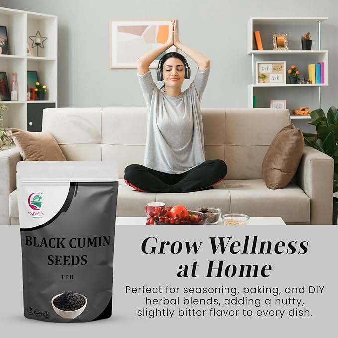 Black Cumin Seeds 1 LB, Nigella Sativa, 100% Pure & Natural, Premium Quality Kalonji Seeds, Perfect for Seasoning, Cooking, Sprouting & Herbal Uses - By Yogi?์
ฒ Gift์งฐ