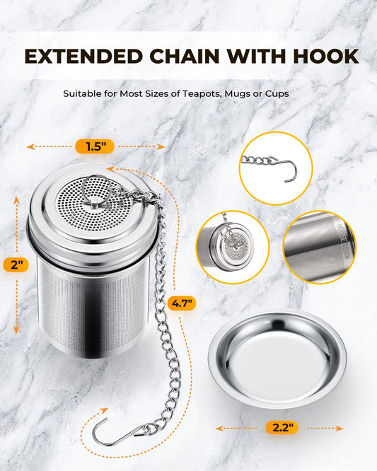 HOUSE AGAIN Tea Infuser, Extra Fine Mesh Tea Strainers for Loose Tea, 18/8 Stainless Steel Tea