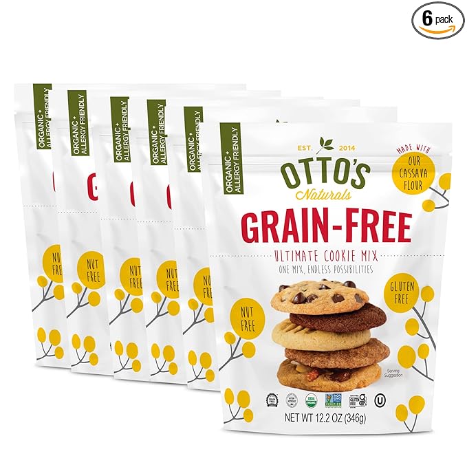 Otto's Naturals Grain-Free Ultimate Cookie Mix, 12.2 Oz., 6 Pack, Top 9 Allergen-Free, Versatile for Classic Baked Treats, Made with Organic Cassava Flour, Gluten Free, Non-GMO, Vegan, Plant-Based