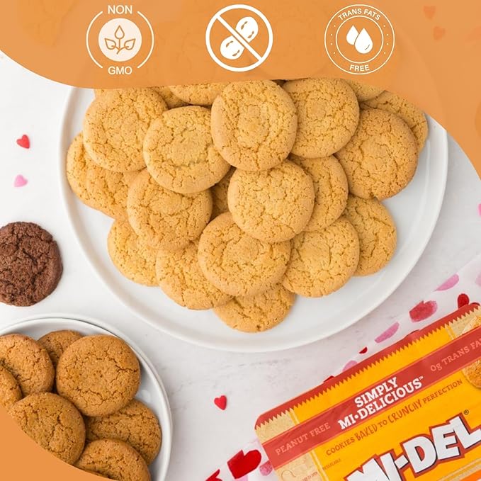 Mi-Del Ginger Flavored Snaps - Crunchy Ginger Cookies - Swedish Ginger Snaps Cookies Old Fashioned - Non-GMO Certified, 0g Trans Fat, Healthy Cookies (Pack of 8)