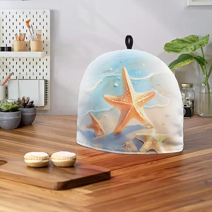 Beachside Starfish Conch Print Tea Cosy for Teapots, Keep Warm, Durable, Fits Most Teapots