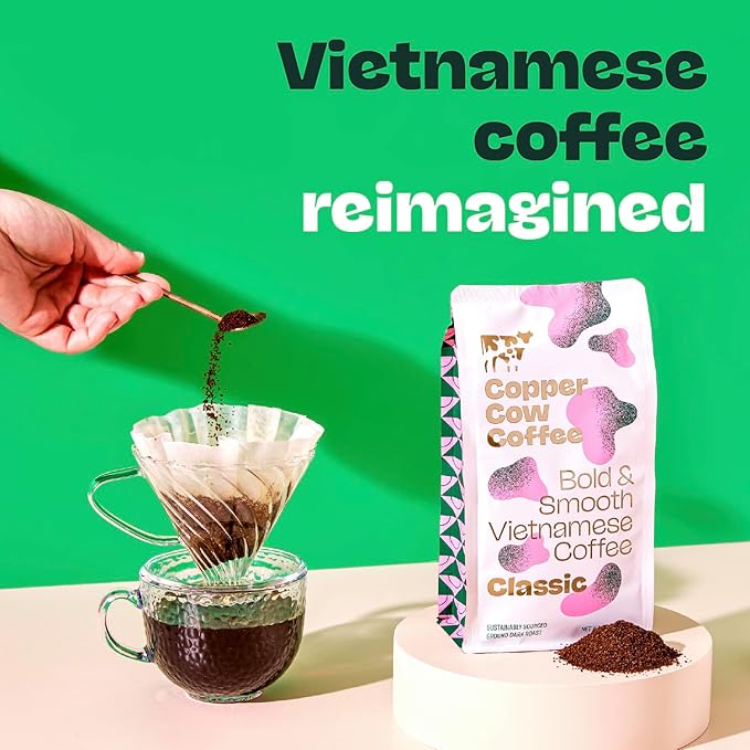 Copper Cow Premium Vietnamese Ground Coffee, 24 OZ | Classic Black Coffee | Dark Roast | Vietnamese Coffee
