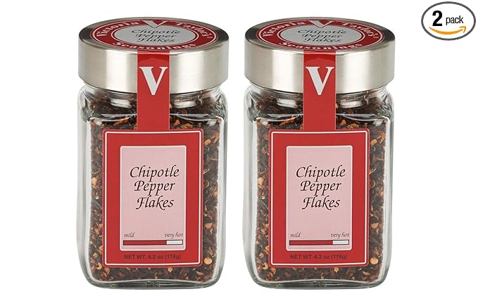 Chipotle Pepper Flakes - 4.2 oz. Jar (Pack of 2) adds smoky heat to recipes that comes from dried roasted jalapenos. Add wherever you want a kick of smoky heat.