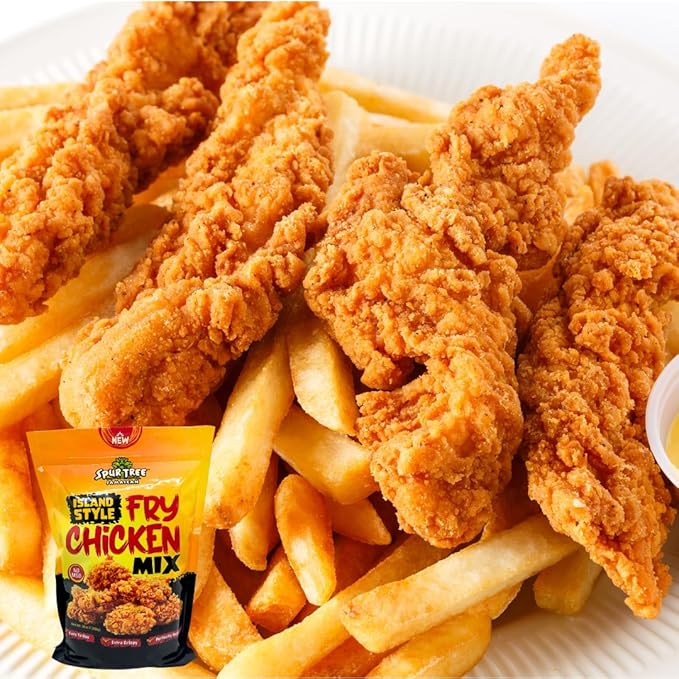 Spur Tree Jamaican Island Style Chicken Mix - Seasoned Coating for Crispy Flavor - Frying Magic for Deliciously Easy Meals - 8 Oz (2-Pack)