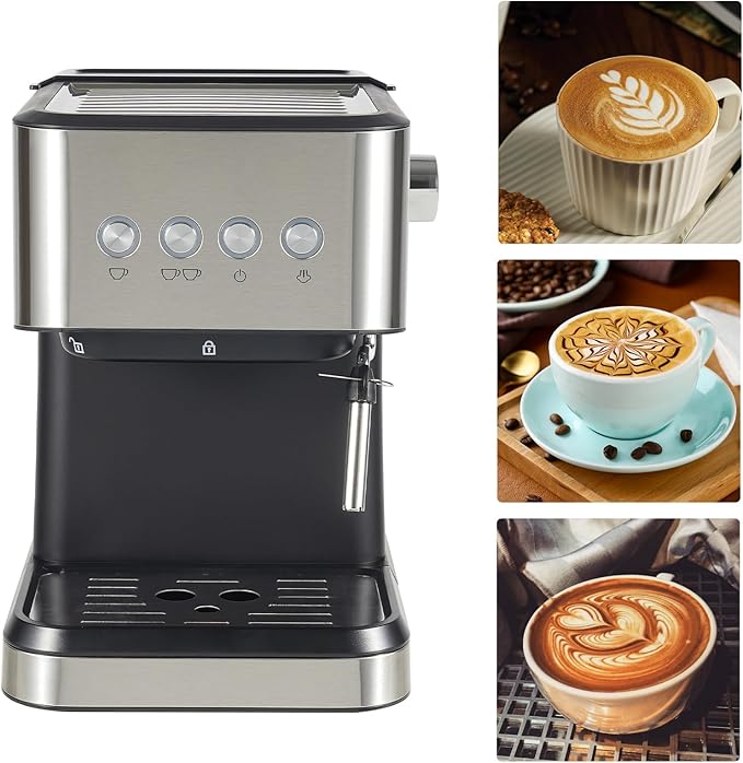 Espresso Machines, 20 Bar Professional Espresso Maker with Foaming Steam Wand, Semi-Automatic Espresso Coffee Maker for Home, Office, 50oz Removable Water Tank