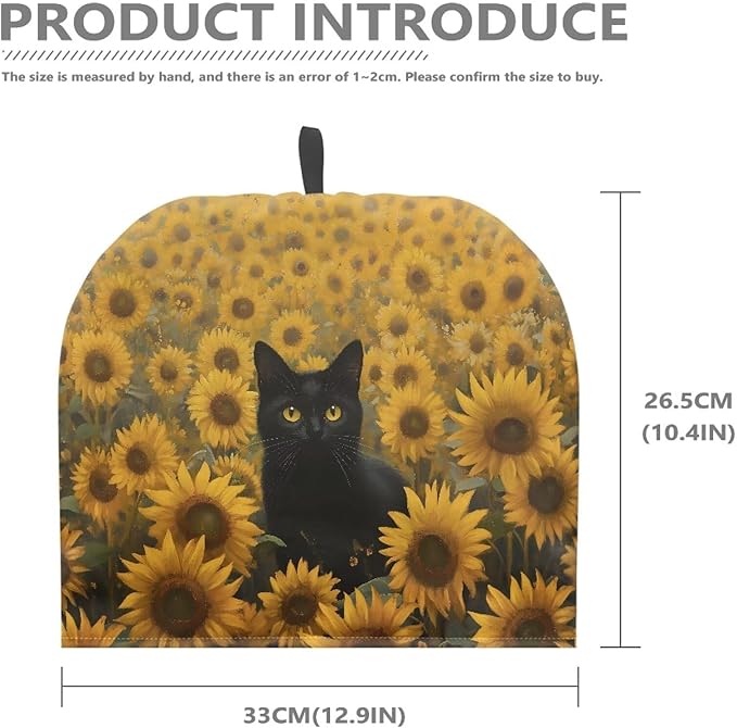 Sunflowers Cat Tea Cozy for Teapot Dome Teapot Cover Customized Teapot Covers Cozy for Teapot with Handle Dust Cover Can Hung and Folded Kitchen Kettle Dust Cover 竊늀range竊?"<div>
