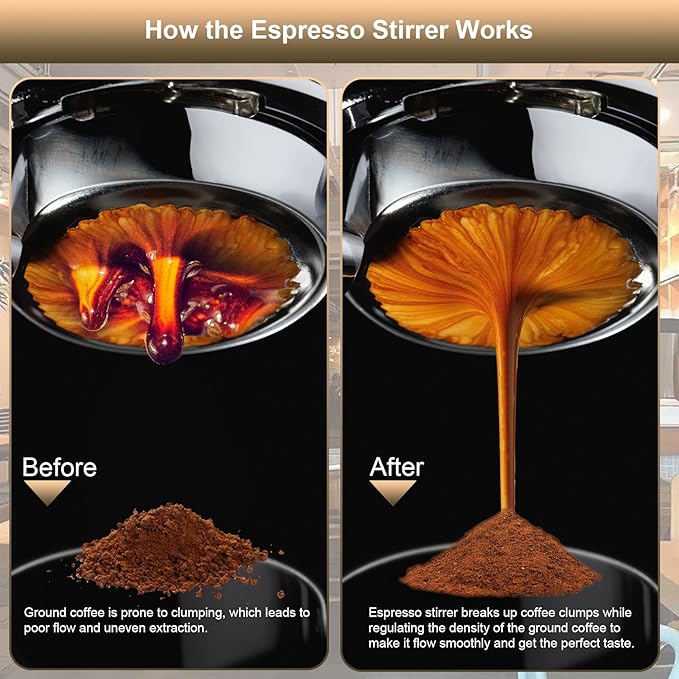 WDT Tool Espresso Distribution Tool,Coffee Distribution Tool with Magnetic Stand, Espresso Accessories with 6 Extra ??.25mm Stainless Steel Needles for Barista (Crystal Silver, ??.25mm)