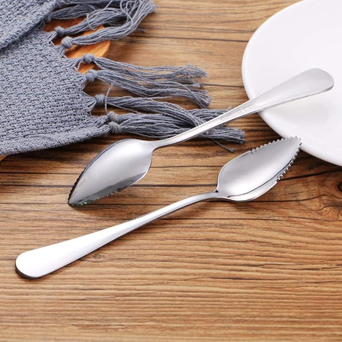Set of 3 Stainless Steel Grapefruit Spoons with Serrated Edges and Grapefruit Knives - Perfect Utensils for Scooping and Piercing Citrus Fruit, Grapefruit Knives, Grapefruit Utensils