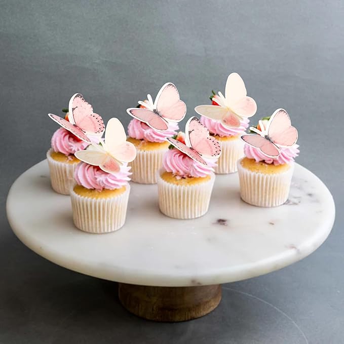 Rsstarxi 60 Pack Wafer Paper Butterflies Cupcake Toppers, Edible Butterfly Cake Decorations Butterfly Birthday Food Decorations for Baby Shower Wedding Birthday Anniversary Party Decorations