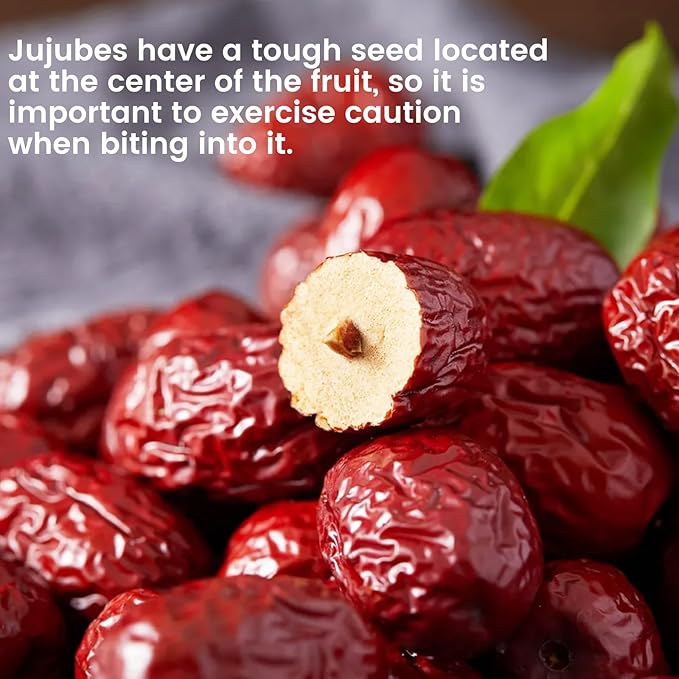 Dried Dates, Chinese Red Dates Organic Fruit Snacks, Improve Sleep Health Snack Premium Jujube Date for Salad, Brewing Tea, Soup, Baking, Oatmeal, Large-size Jujubes/14oz