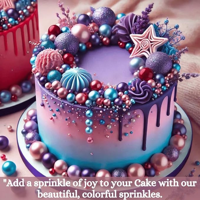 Confect Love Disco Balls Sprinkle Mix ??Pink, Blue & Purple Pearl Candy Balls for Cake Decorating, Cupcakes, Cookies & Desserts ??Edible Sprinkles Topping | Vegan, Gluten-Free, Nut-Free, Soy-Free, Dairy-Free, Palm Oil-Free- 4.2 Oz
