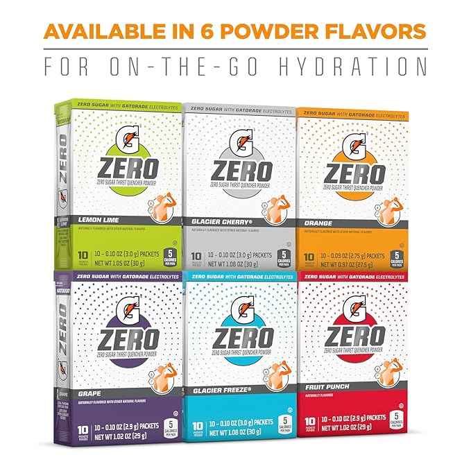 Gatorade G Zero Sports Drink Mix Powder Packets, Lemon Lime, Electrolyte Powder Drink Mix for Hydration, Zero Sugar, Total 120 Packets