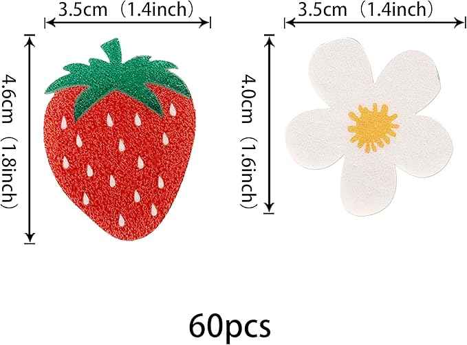 60 Pack Edible Sweet Strawberry Flower Cupcake Toppers First Birthday Strawberry Flower Rice Paper Wafer Paper Cake Picks for Fruit 1st Berry Sweet Kids Birthday Cake Decorations