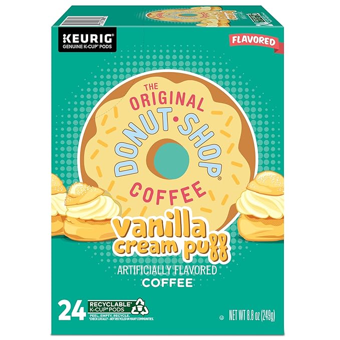 The Original Donut Shop Vanilla Cream Puff Coffee, Keurig Single Serve K-Cup Pods, Medium Roast, 96 Count