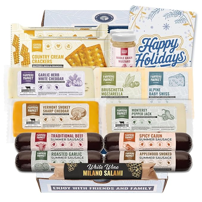 Farmers Market, Gluten Free, Keto, Paleo, Low Sodium, Zero Sugar, Genoa Salami, Christmas Charcuterie Board, Holiday Meat and Cheese Gift Baskets, Festive Selection