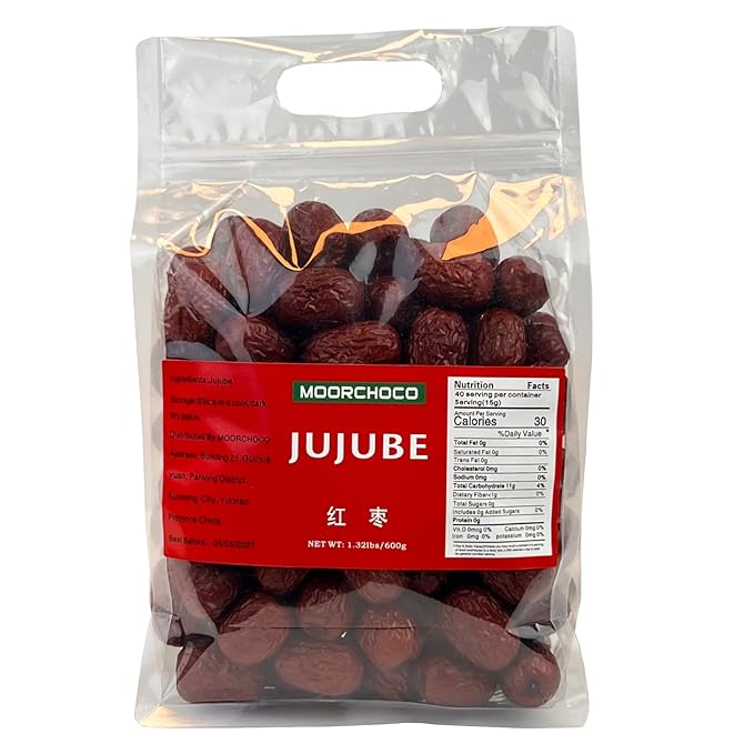 Premium Jujube Red Dates,Selected Dried Fruit,Big & Delicious,100% Natural 红枣 (Large size 1.32lbs)