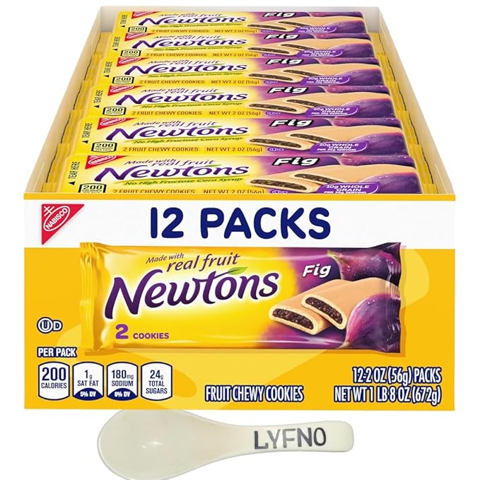 Fig Newtons Cookies Newtons Single Serve (12) 2oz Newtons Soft & Fruit Chewy Cookies - Newtons Cookies Fig Fruit Chewy (Lyfno Trademark Spoon Included)