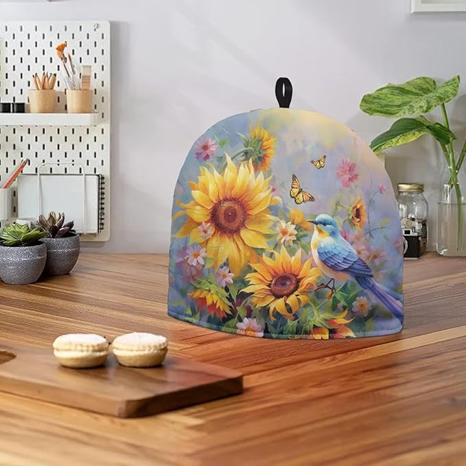 Hummingbird Sunflower Tea Cozies Soft Tea Cozy for Teapot Insulated for Women,Dust Proof Reusable Teapot Insulation Cover Breakfast Warmer