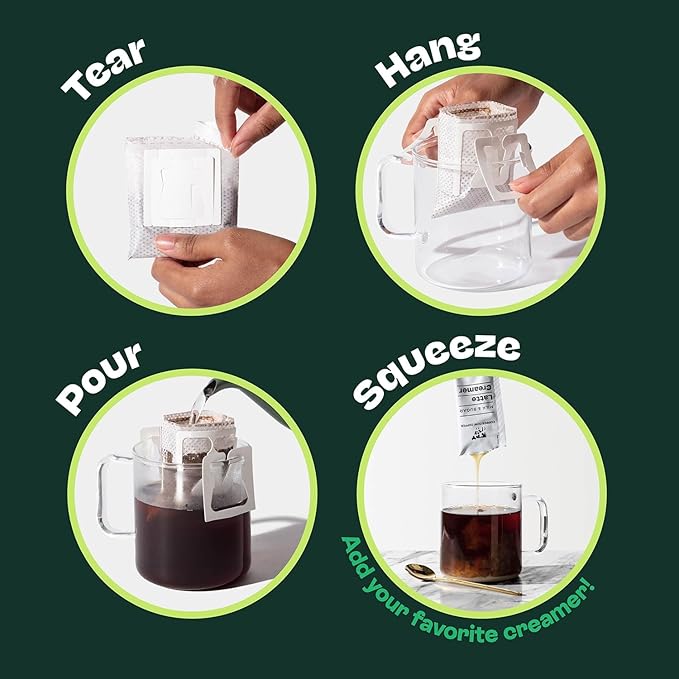Copper Cow Coffee Pour Over Vietnamese Ground Coffee Pouches + Sweetened Condensed Milk Creamers (8 Coffees & 8 Milk Creamers) | Churro Lattes, No Refrigeration Needed