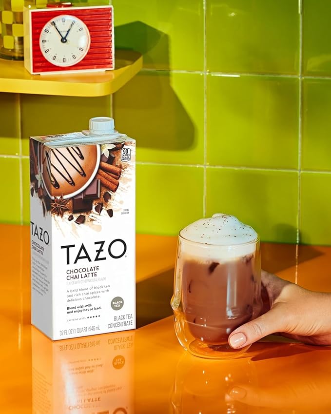 TAZO Tea Concentrate, Organic Skinny Chai Latte, & Chocolate Chai Latte 32 Fl Oz (1ea) (Variety Pack)