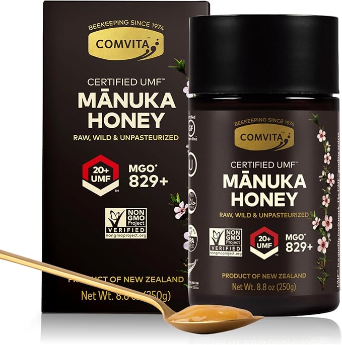 Comvita Manuka Honey UMF 20+ (MGO 829+) - Raw Manuka Honey New Zealand, Pure & Unpasteurized, Superfood for Immune Health, Use in Tea, Wild, Monofloral, Non-GMO - 250g (8.8 oz)