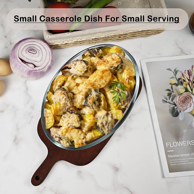 1.6L Glass Baking Dish for Oven, Borosilicate Glass Casserole Dish, Oven Safe Glass Baking Pan