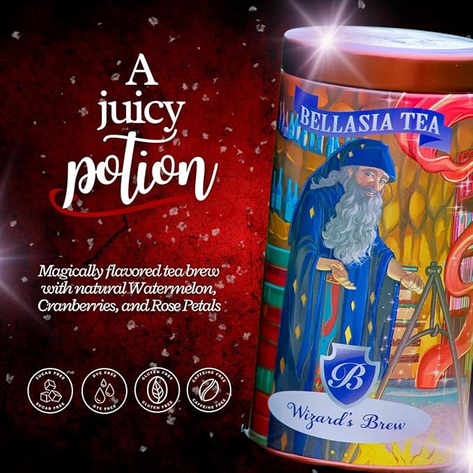 Wizard's Brew by Bellasia Tea. Watermelon Herbal Caffeine-Free and Sugar-free Tea for Kids! Unique Gift for Children!