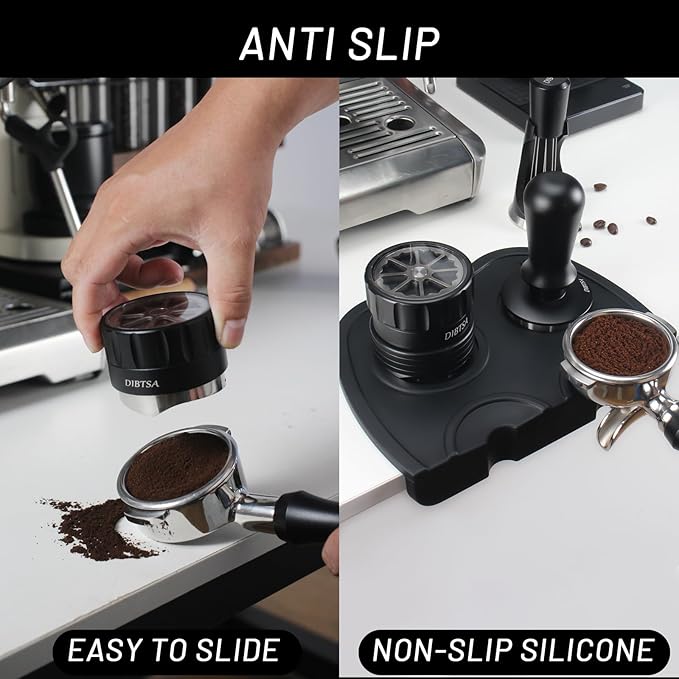 Espresso Tamping Mat, Silicone Coffee Tamper Mat with Corner Edge Tamp Support Station for Countertop, Barista Tools, Espresso Accessories, Large, Black