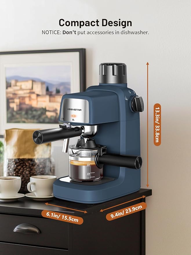 3.5Bar Espresso Machine with Milk Frother, 800W Compact Espresso and Cappuccino Machine with Preheating Function, 4 Cup Espresso Maker for Cappuccino or Latte, Gift for Coffee Lover