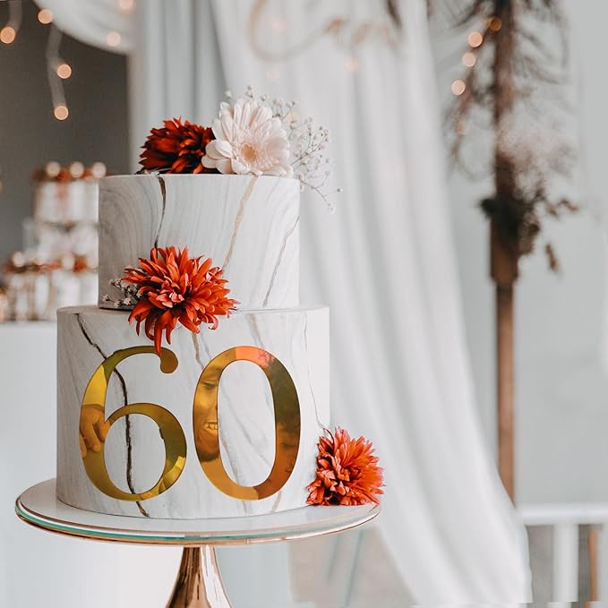 Big 0-9 Gold Birthday Number Cake Toppers 3.7 IN Large Golden Acrylic Happy Anniversary Cake Topper Sticks For Diy Handmade Cake Sign Decorations 10 Pcs Cupcake Topper Party Supplies Set