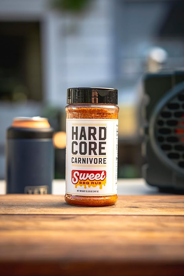 Hardcore Carnivore Sweet BBQ Seasoning (12.25 oz Shaker) Texas-Made Bold, Sweet BBQ Rub for Grilling Ribs, Pork, Chicken and More