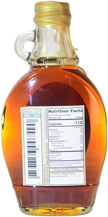 Gin Maple Syrup - For Pancakes and Waffles ??Made With Pure Maple Syrup And Dealcoholized Gin - By Dragonwood (8 fl oz)