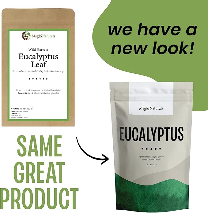 MagJo Naturals Dried Eucalyptus Leaf Cut & Sifted (16 Oz) Herbal Tea, Packaged in the USA with Resealable Bag