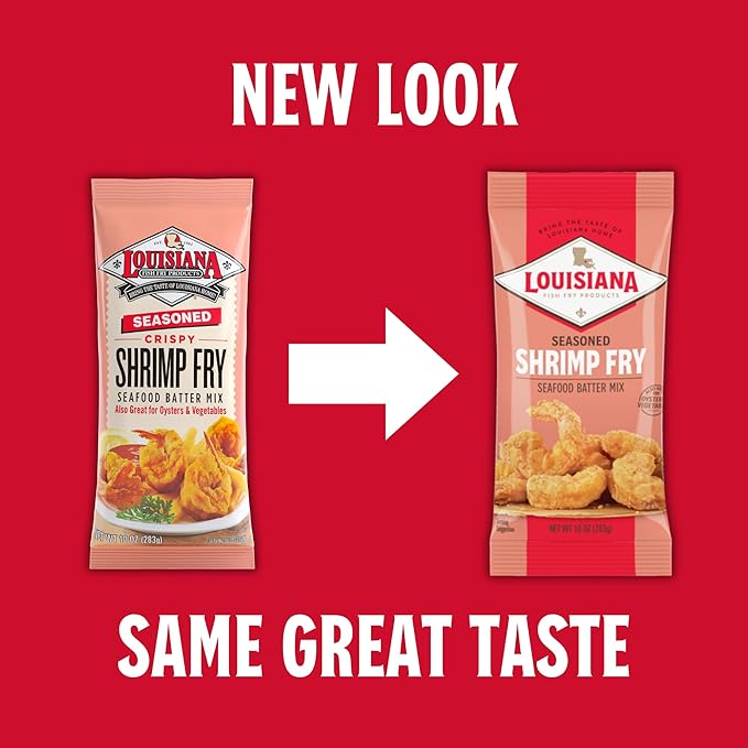 Louisiana Fish Fry Products - Seasoned Shrimp Fry Seafood Batter Mix - Also Great for Oysters and Vegetables - 10 oz. Bag (Pack of 2) - Crispy, Cajun-Style Coating