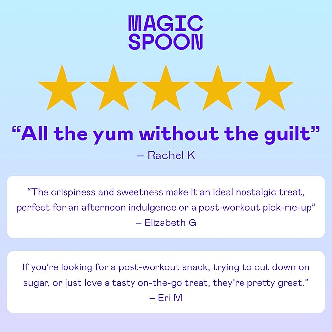 MAGIC SPOON Treats - High Protein Bars, Low Carb, Keto Friendly, 1g of Sugar, Gluten Free, Crispy Treat Cereal Bar, On-The-Go Healthy Snack (4 each of Marshmallow, Chocolate PB, Blueberry Muffin, Double Chocolate)