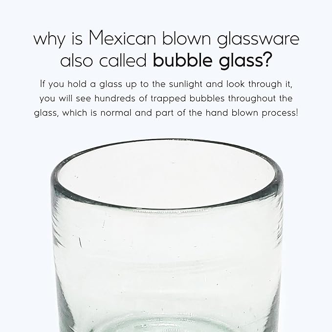 Clear Blown 8 oz DOF Rocks Glasses (set of 6) Mexican Handmade Glassware, Recycled Glass, Lead-free, Toxin-Free (DOF Rocks)