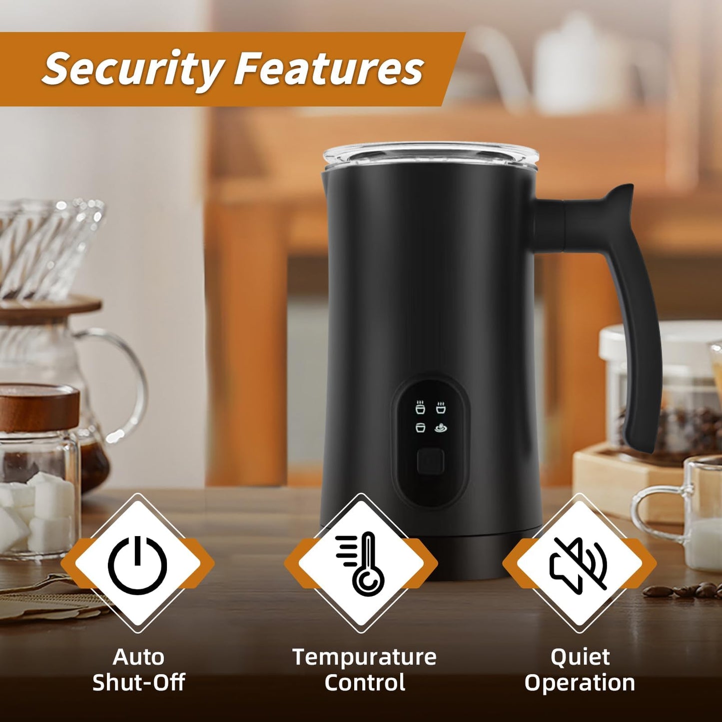 MUMAO Milk Frother, 4-in-1 Electric Milk Steamer, 350ml/11.8oz Automatic Frother for Coffee, Warm