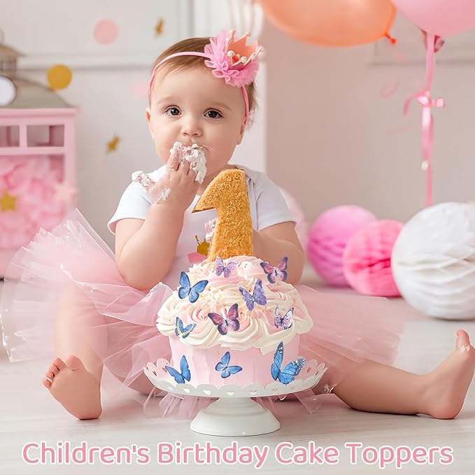 Morofme 40Pcs Wafer Paper Butterfly Cupcake Toppers Edible Butterflies Cake Decorations Butterflies Themed Cake Toppers Mixed Sizes for Birthday Baby Shower Party