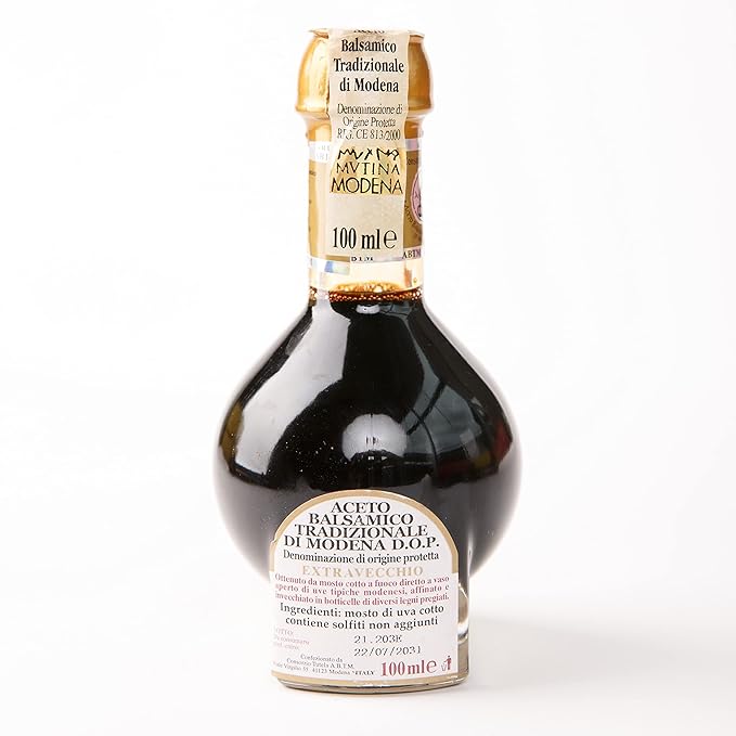 Entimio Extra Vecchio - DOP Aged 25+ Years Traditional Modena Balsamic Vinegar from Modena, Italy - Authentic from Small Family Producer, Giftbox with Product and Producer Info - 3.4 fl oz